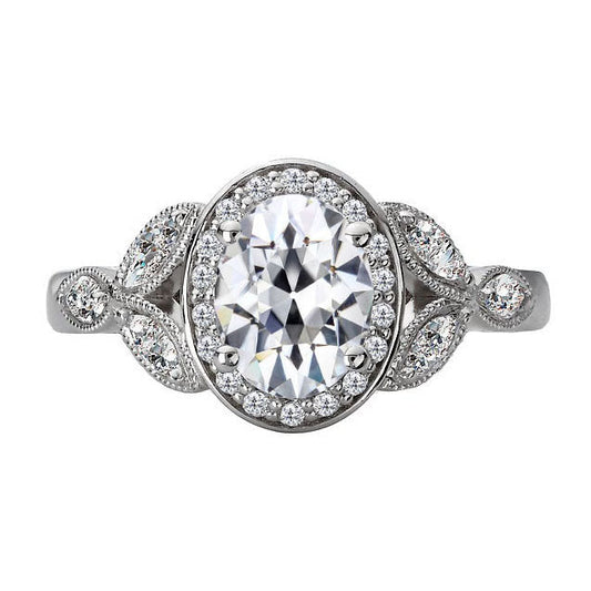 Authentic Brilliant Diamond Halo Ring 3.50 ct 14K White Gold – main view