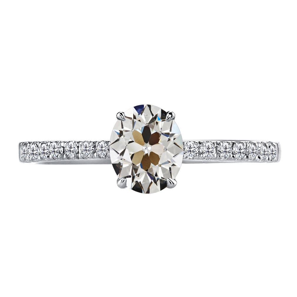 Solitaire with Side Stones 14 Karat White Gold with Diamond – main view