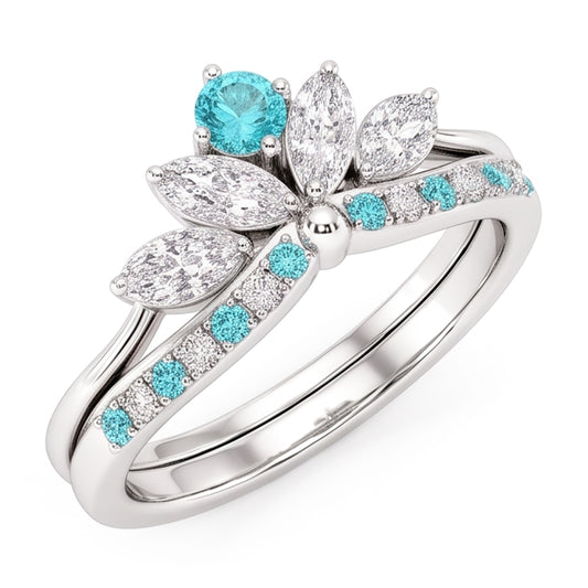 Paraiba Tourmaline & Diamond Crown Band Set