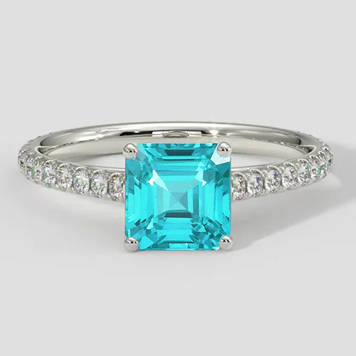 Paraiba Ring Asscher Cut 2 Carats