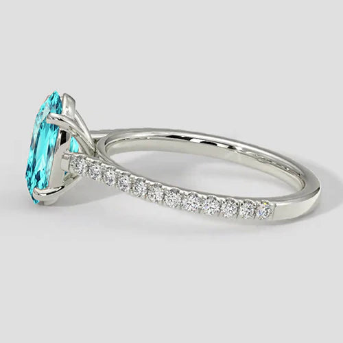 Paraiba Ring Oval Cut with Side Accents