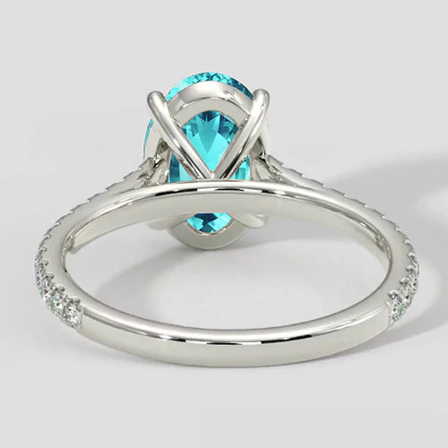 Paraiba Ring Oval Cut with Side Accents