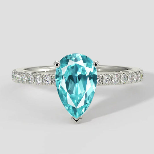 Paraiba Tourmaline 2 Carats Engagement Ring