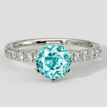 Paraiba Tourmaline And Diamond 2 Carats Engagement Ring