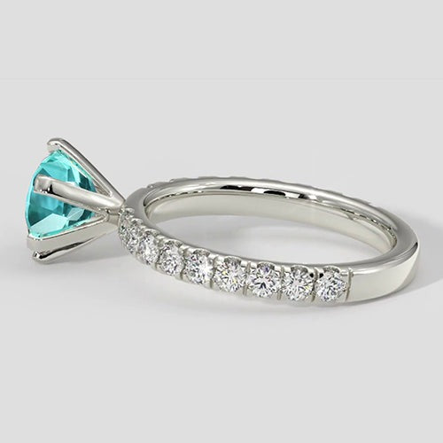 Paraiba Tourmaline And Diamond 2 Carats Engagement Ring