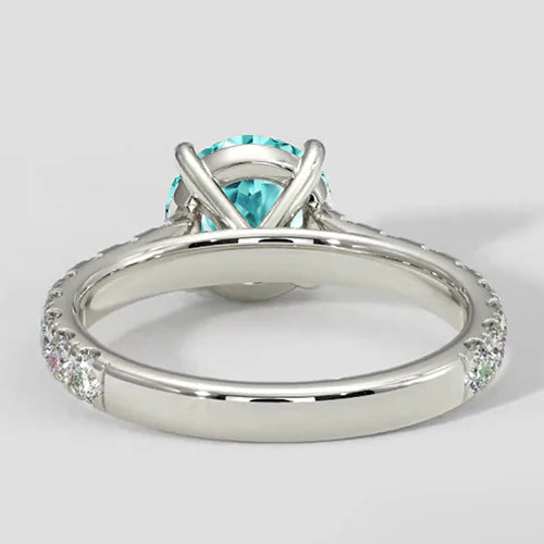 Paraiba Tourmaline Solitaire with Diamond Pave Band