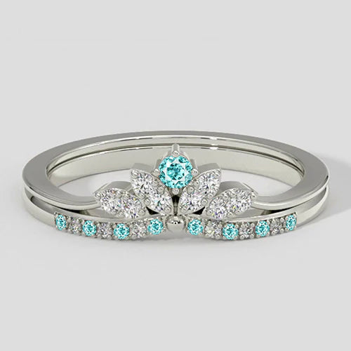 Paraiba Tourmaline & Diamond Crown Band Set