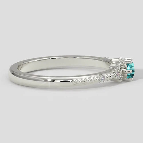 Paraiba Tourmaline & Diamond Milgrain Band