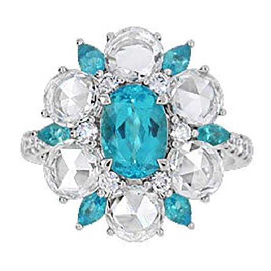 Paraiba Tourmaline Flower Style Ring