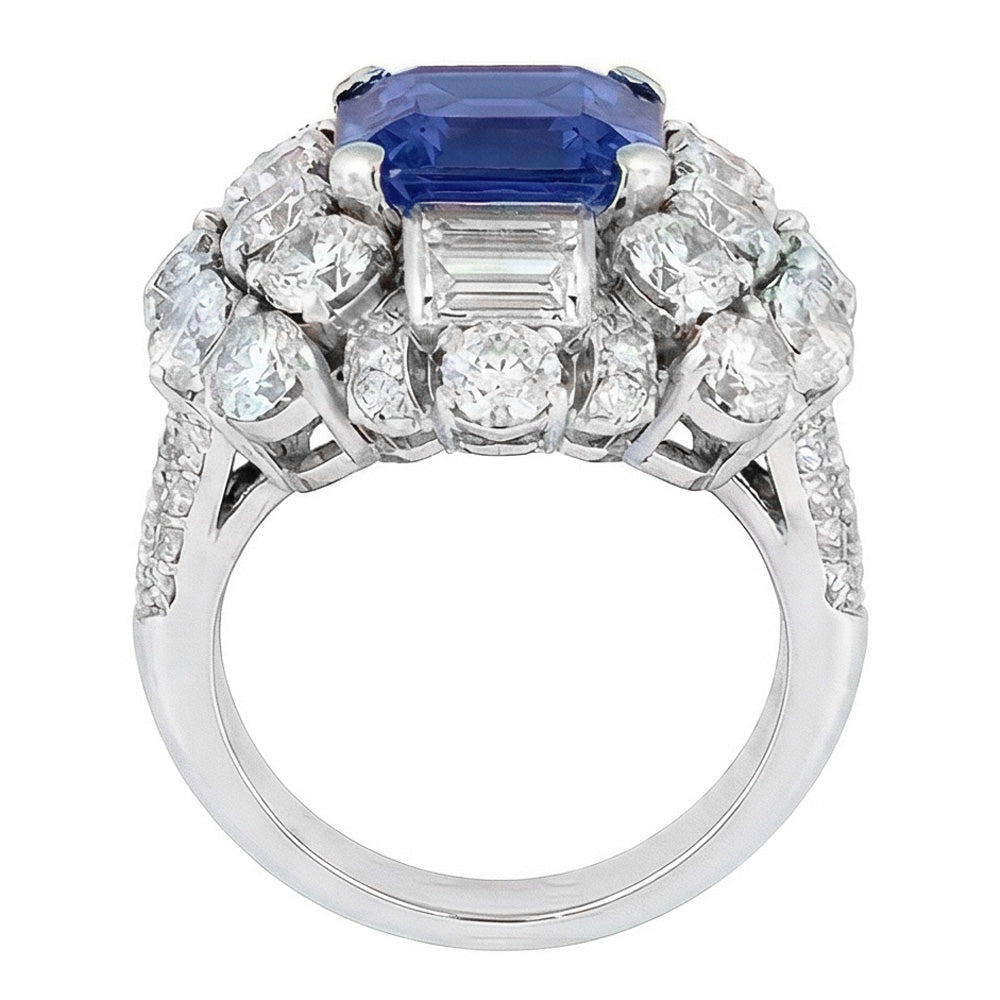 Parti Sapphire And Natural Earth Mined Diamond Engagement Ring