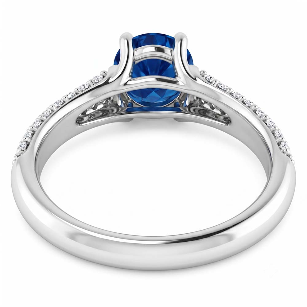 Pave Natural Earth Mined Diamond Blue Sapphire 2 Carats Ring White Gold 14K