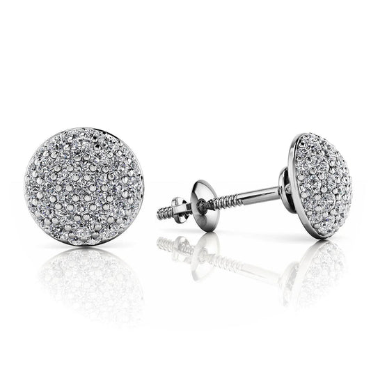 Pave Set 4 Carats Round Brilliant Cut Real Diamond Women Stud Earrings