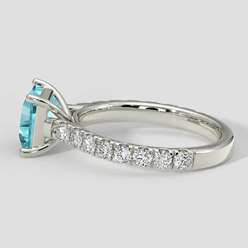 Pave Diamond Cushion Paraiba Ring