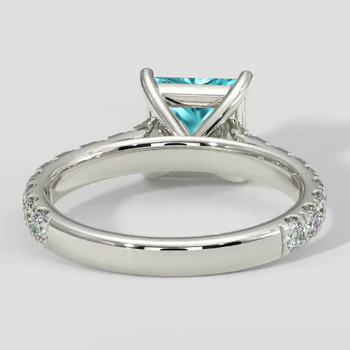 Pave Diamond Cushion Paraiba Ring