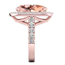 Peach Cushion Morganite With Diamonds Ring Rose Gold Women's Jewelry