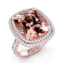 Peach Cushion Morganite With Diamonds Ring Rose Gold Women's Jewelry