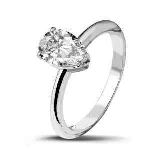 natural pear diamond 1.75ct ring front view
