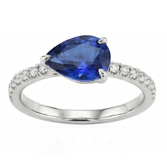 natural round sapphire 3.50ct ring side angle