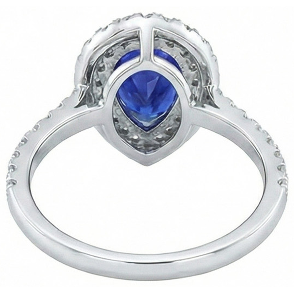 natural round sapphire 4ct ring on white background