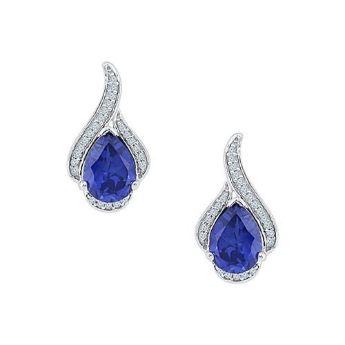 Pear Cut Sri Lanka Sapphire Diamonds 3.50 Ct Studs Earring White Gold 14K