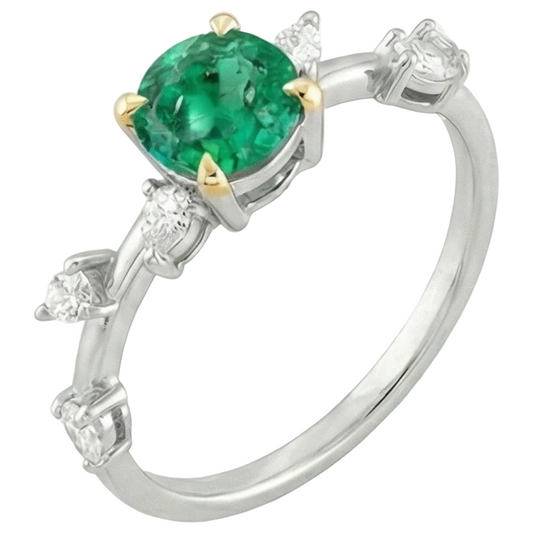 Emerald Precious Stone Ring 2-ct Two-Tone 14K Gold – front view