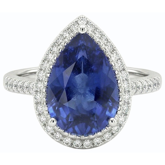 natural round sapphire 4ct ring front view
