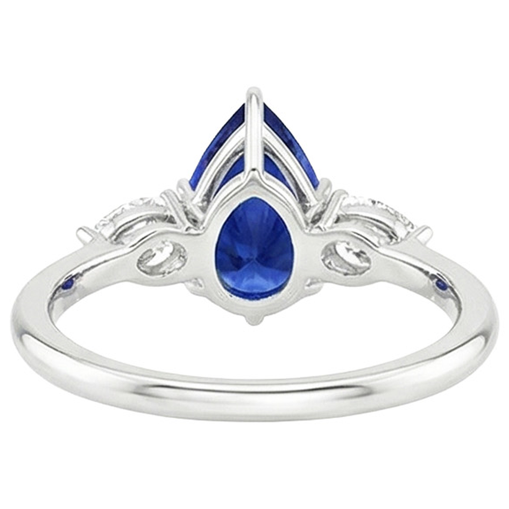 natural pear sapphire 4.50ct ring top view