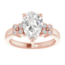 Pear Old Mine Cut Natural Earth Mined Diamond Ring Floral Style Jewellery 5.50 Carats