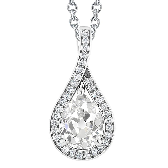 Pear Old Miner & Round Real Diamond Slide Pendant 4.50 Carats Split Shank