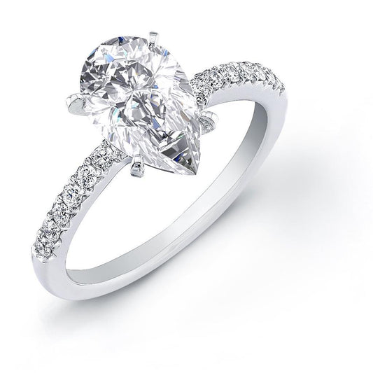 Pear & Round 3.50 Carats Natural Diamond Ring With Accents