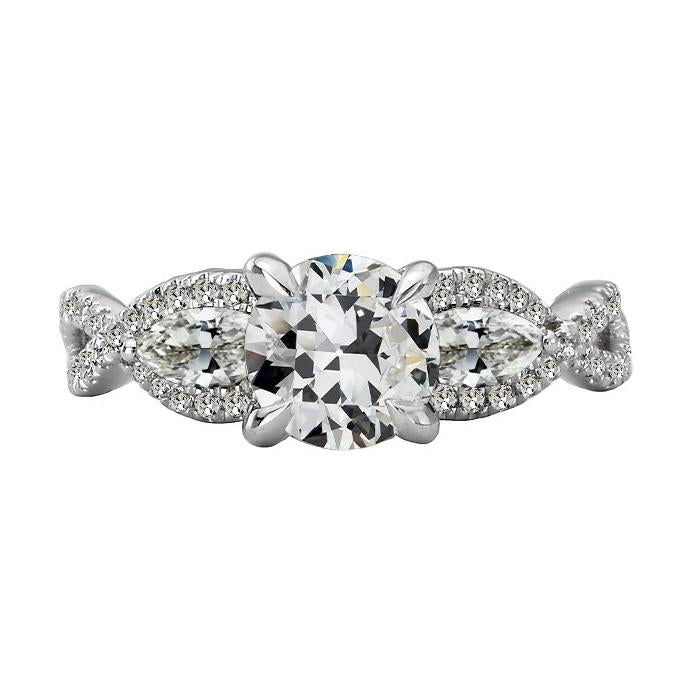 Pear & Round Old Miner Natural Diamond Ring Infinity Style 7 Carats