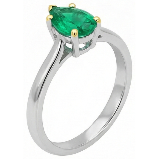 Genuine Emerald Colored Stone Ring – front view
