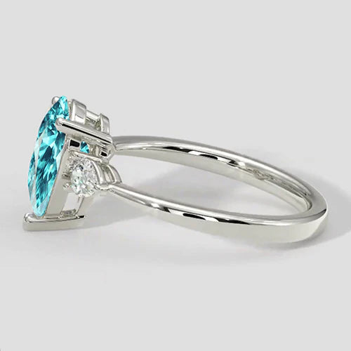 Pear-Shaped Paraiba Side Stone Ring