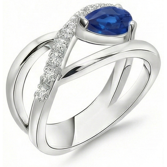 natural round sapphire 2.65ct ring close up detail