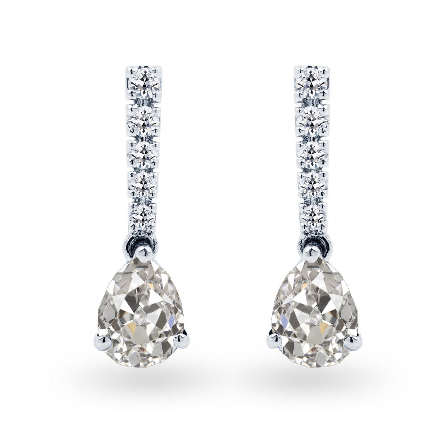 Diamond Antique Cushion Stud Earrings in 14K White Gold – main view