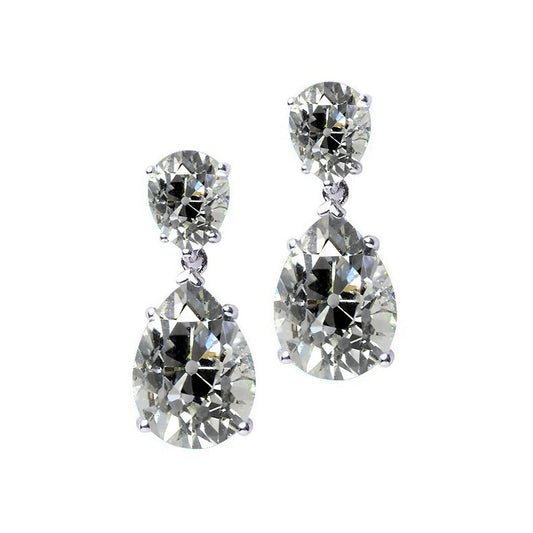 Drop Earrings 14 Karat White Gold with Fine Diamond – main view