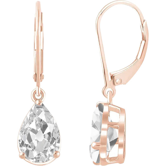 Drop Earrings 14K Rose Gold with Fine Diamond – main view