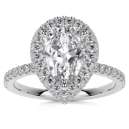 Natural Diamond Halo Ring – front view