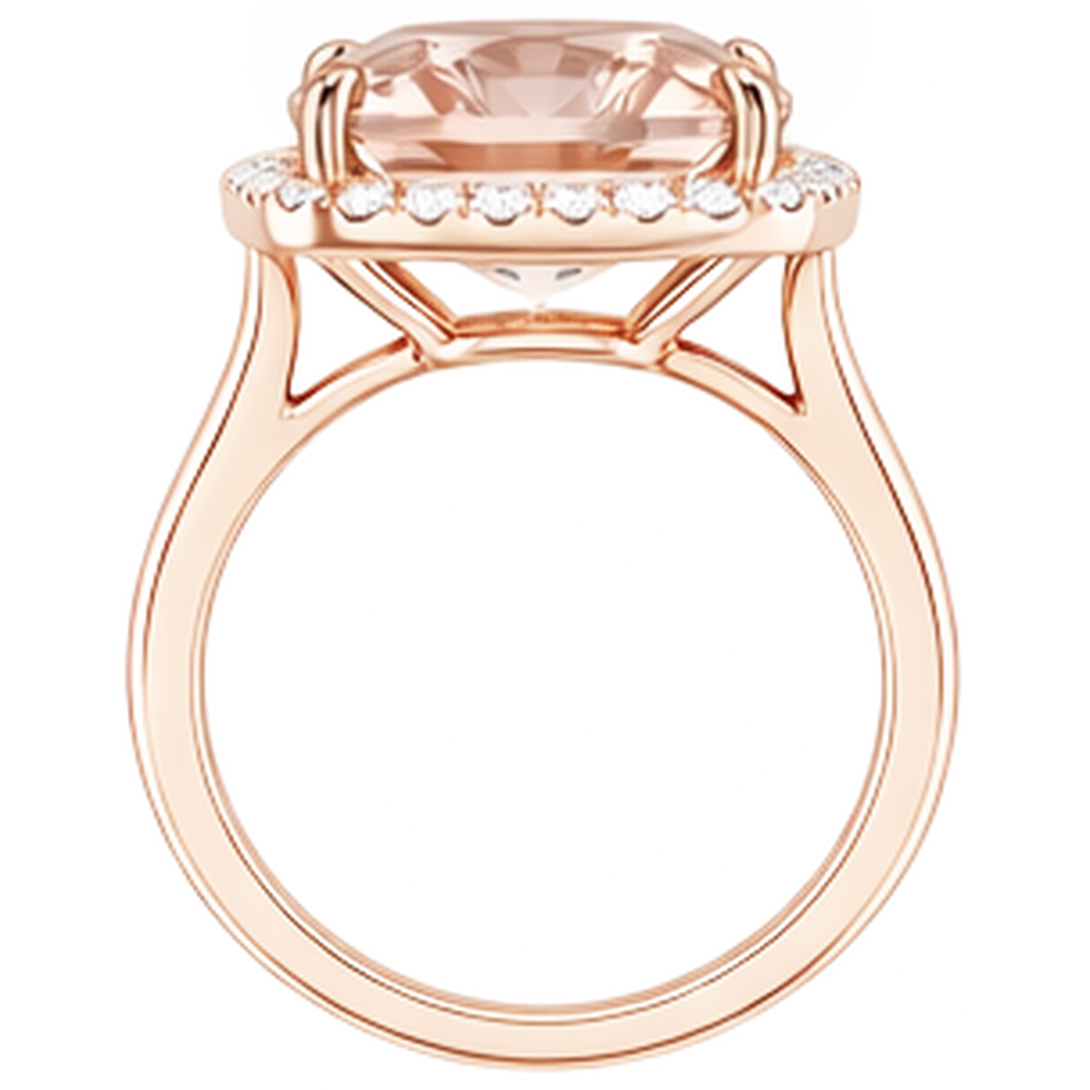 Pink Cushion Morganite Natural Earth Mined Diamond Wedding Ring 22.50 Carats Rose Gold 14K