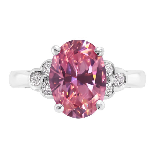 Pink Oval Sapphire Engagement Ring