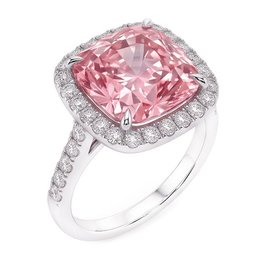 Pink Sapphire Gemstone 5 Carats Engagement Ring White Gold 14K Jewellery