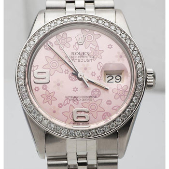 Pink Flower Dial Rolex Watch Ss Jubilee Diamond Rolex Date Just QUICK-SET