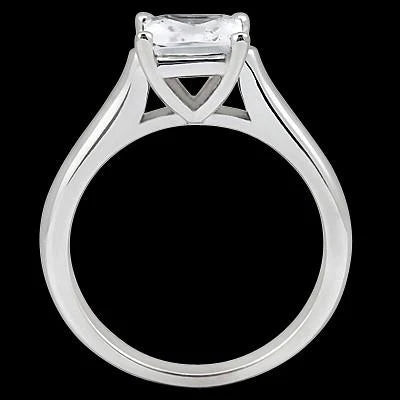 Princess Cut 1 Carat Real Diamond Solitaire Engagement Ring White Gold 14K