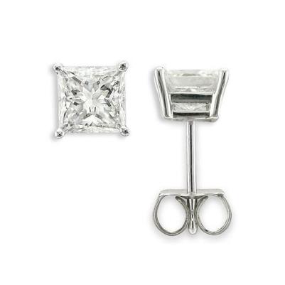 Princess Cut 4.50 Carats Natural Diamonds Lady Studs Earrings Gold