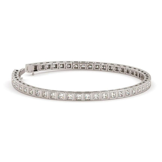 Princess Cut 6 Carats Bezel Set Genuine Diamonds Tennis Bracelet WG