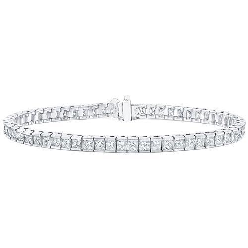 Princess Cut Genuine Diamond Lady Tennis Bracelet 8.25 Carat White Gold 14K