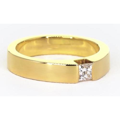 Princess Cut Genuine Diamond Tension Set Men's Ring 0.75
