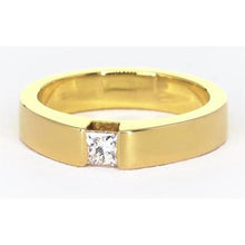 Genuine Diamond Tension Set Men's Ring 0.75 Carats Yellow Gold