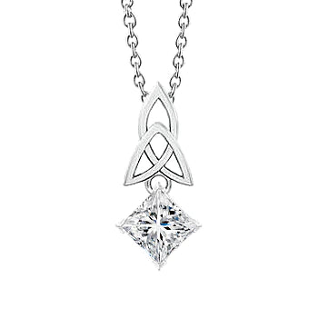 Princess Cut Natural Diamond Knot Pendant 1.0 Carat Carat White Gold 14K