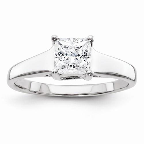 natural princess diamond 1.25ct ring front view
